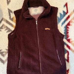 Plush Burgundy Zip-Up Vest